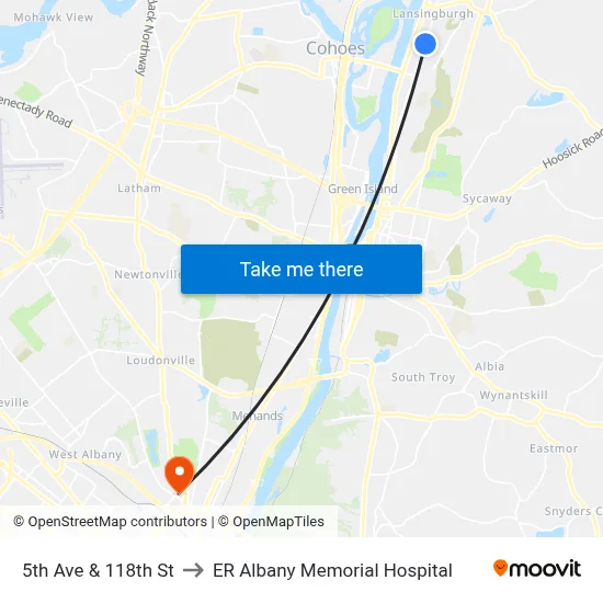 5th Ave & 118th St to ER Albany Memorial Hospital map