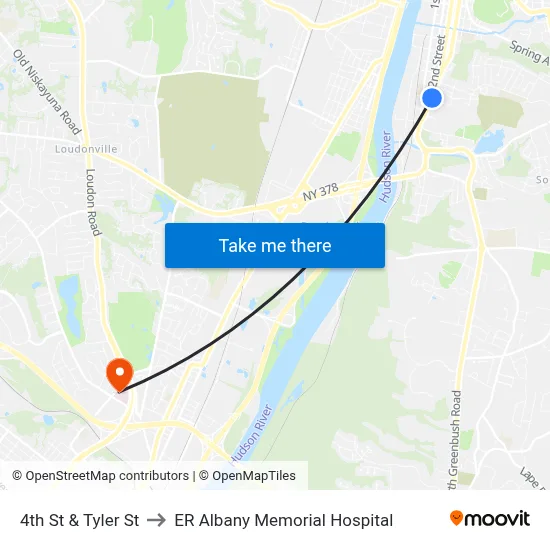 4th St & Tyler St to ER Albany Memorial Hospital map