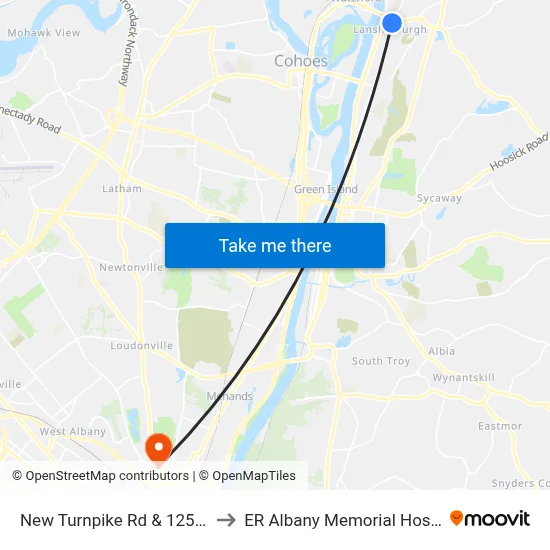 New Turnpike Rd & 125th St to ER Albany Memorial Hospital map