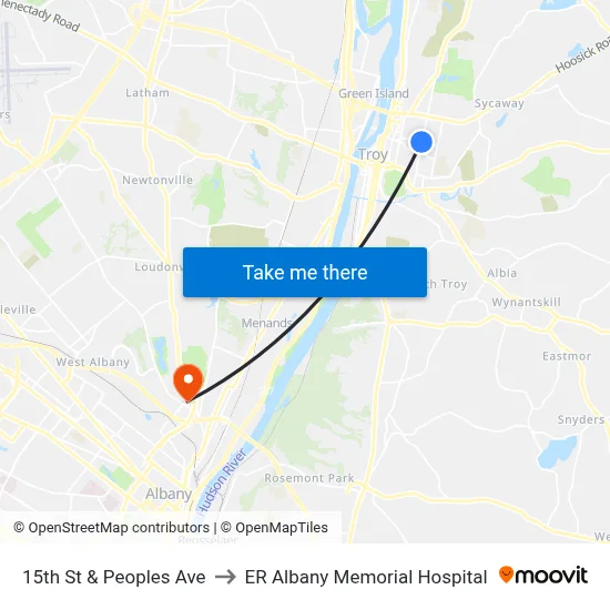 15th St & Peoples Ave to ER Albany Memorial Hospital map