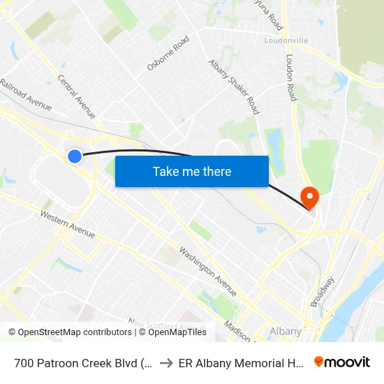 700 Patroon Creek Blvd (Sefcu) to ER Albany Memorial Hospital map