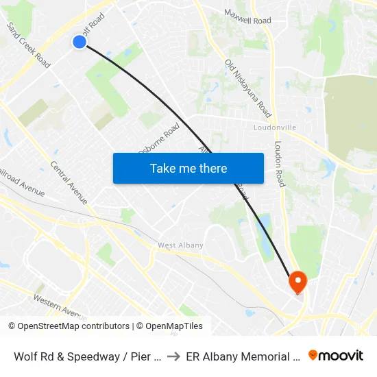 Wolf Rd & Speedway / Pier 1 Imports to ER Albany Memorial Hospital map