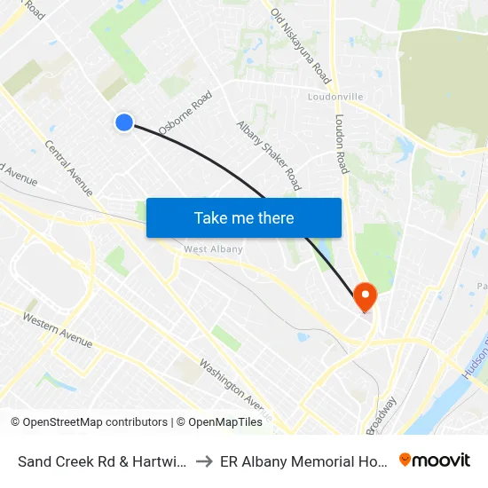 Sand Creek Rd & Hartwick Dr to ER Albany Memorial Hospital map