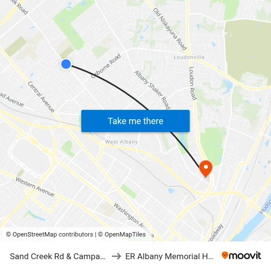 Sand Creek Rd & Campagna Dr to ER Albany Memorial Hospital map