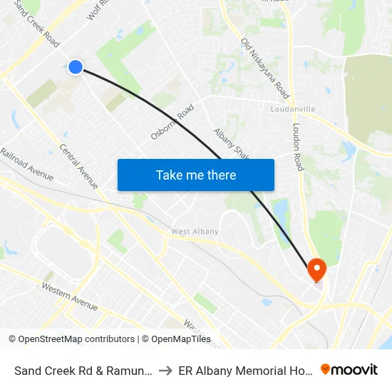 Sand Creek Rd & Ramundo Dr to ER Albany Memorial Hospital map