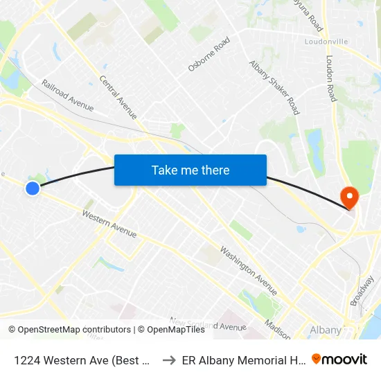 1224 Western Ave (Best Western) to ER Albany Memorial Hospital map