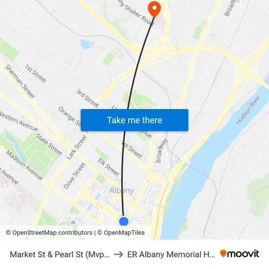 Market St & Pearl St (Mvp Arena) to ER Albany Memorial Hospital map