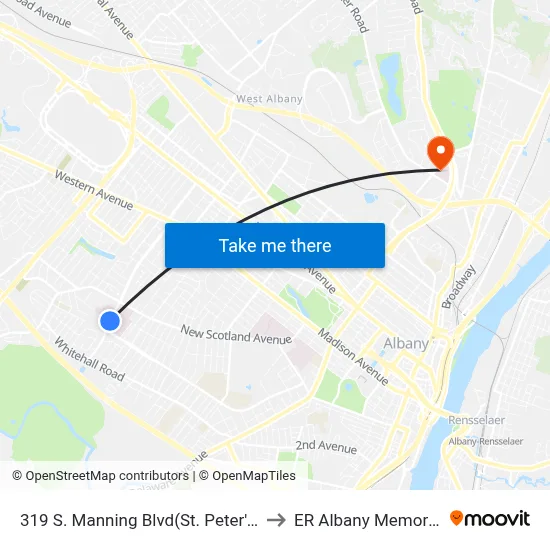 319 S. Manning Blvd(St. Peter's Main Entrance) to ER Albany Memorial Hospital map