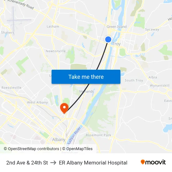 2nd Ave & 24th St to ER Albany Memorial Hospital map