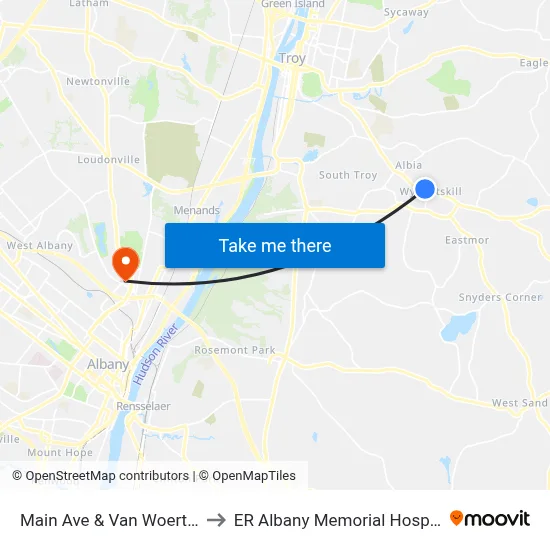 Main Ave & Van Woert Ct to ER Albany Memorial Hospital map