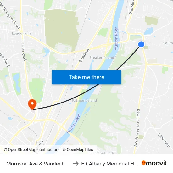 Morrison Ave & Vandenburg Ave to ER Albany Memorial Hospital map
