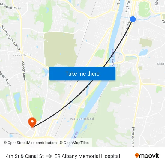 4th St & Canal St to ER Albany Memorial Hospital map