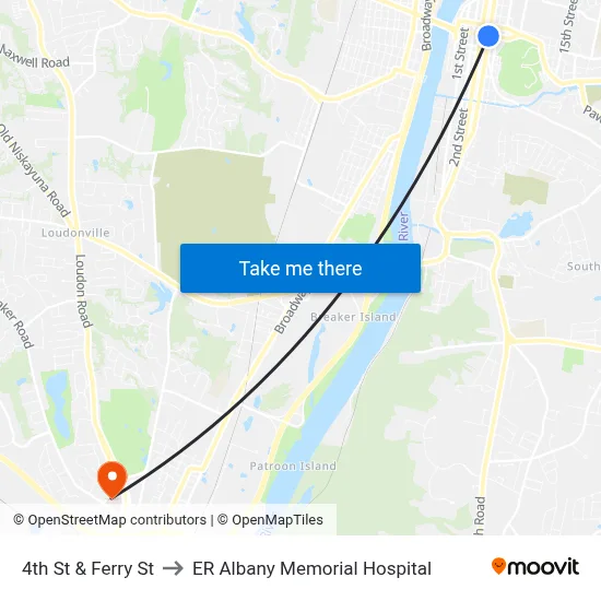 4th St & Ferry St to ER Albany Memorial Hospital map