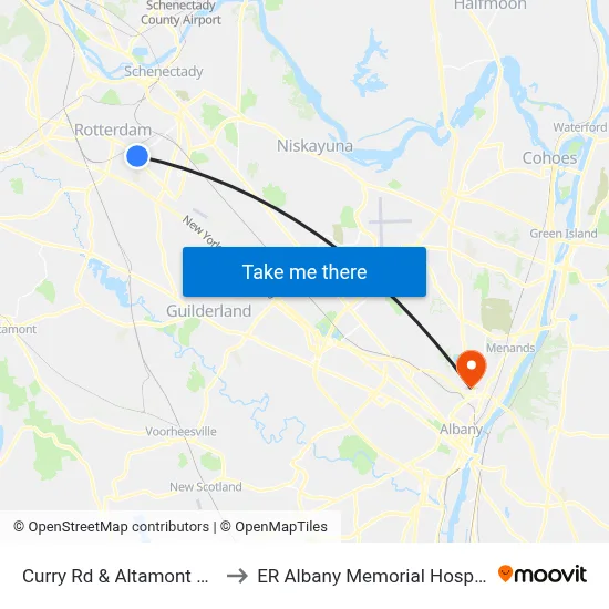 Curry Rd & Altamont Ave to ER Albany Memorial Hospital map