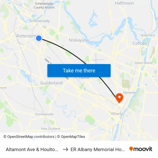 Altamont Ave & Houlton Ave to ER Albany Memorial Hospital map