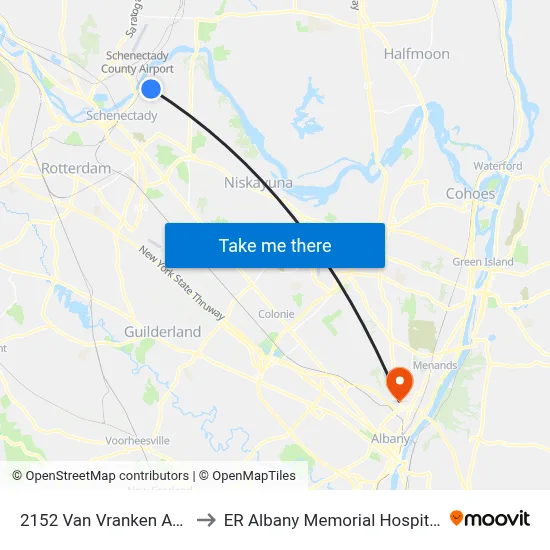 2152 Van Vranken Ave to ER Albany Memorial Hospital map