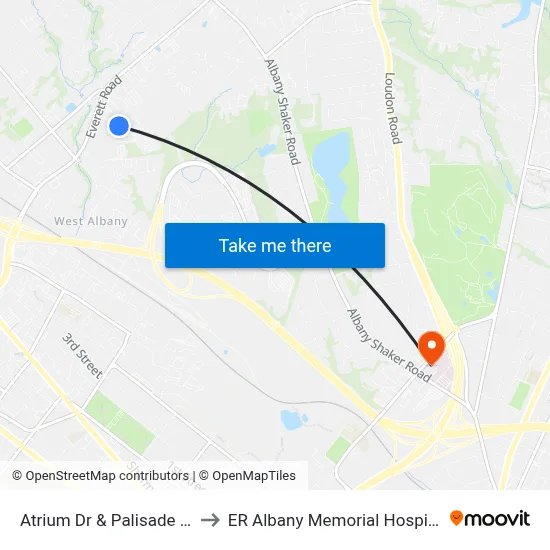 Atrium Dr & Palisade Dr to ER Albany Memorial Hospital map