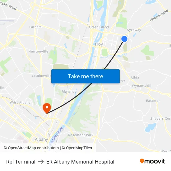 Rpi Terminal to ER Albany Memorial Hospital map