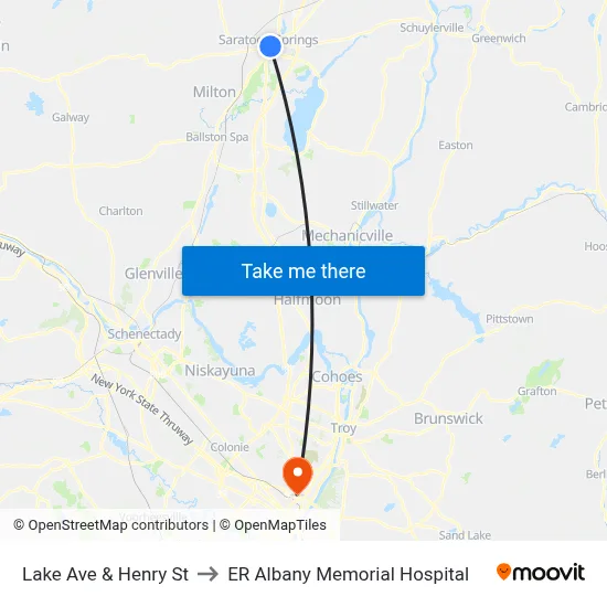 Lake Ave & Henry St to ER Albany Memorial Hospital map