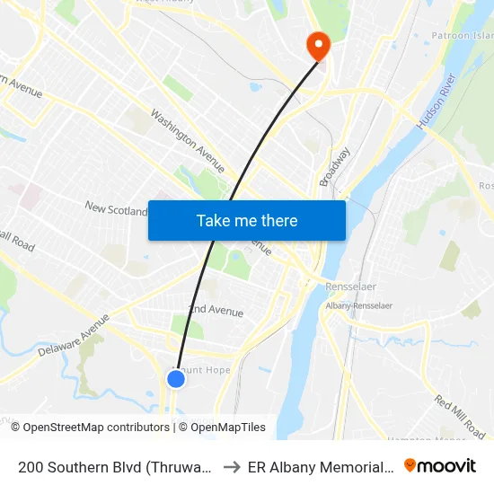 200 Southern Blvd (Thruway Authority) to ER Albany Memorial Hospital map