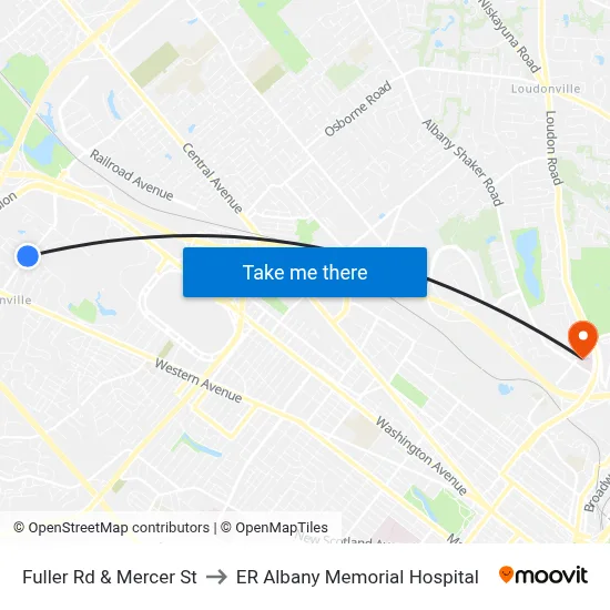 Fuller Rd & Mercer St to ER Albany Memorial Hospital map
