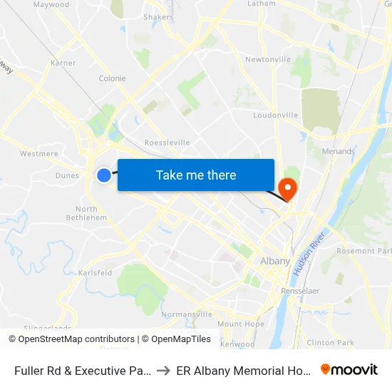 Fuller Rd & Executive Park Dr to ER Albany Memorial Hospital map