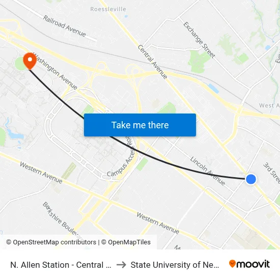 N. Allen Station - Central Ave & N. Allen St to State University of New York at Albany map