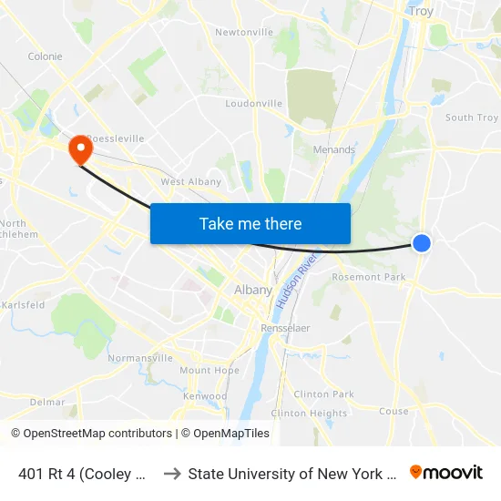 401 Rt 4 (Cooley Mazda) to State University of New York at Albany map