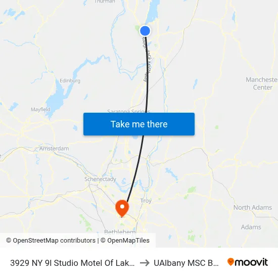 3929 NY 9l Studio Motel Of Lake George to UAlbany MSC Building map