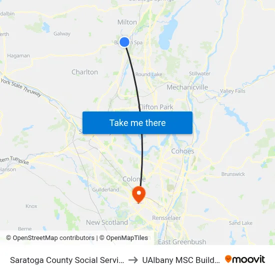 Saratoga County Social Services to UAlbany MSC Building map
