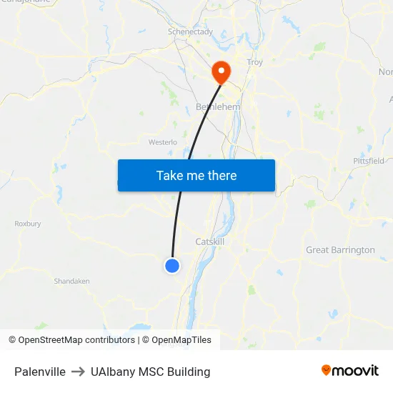 Palenville to UAlbany MSC Building map