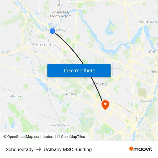 Schenectady to UAlbany MSC Building map