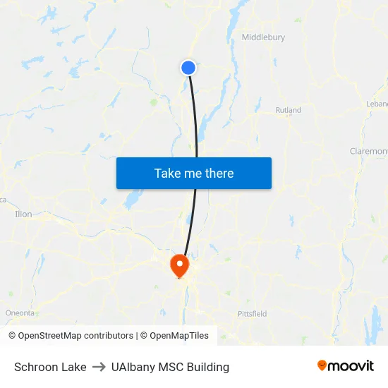Schroon Lake to UAlbany MSC Building map