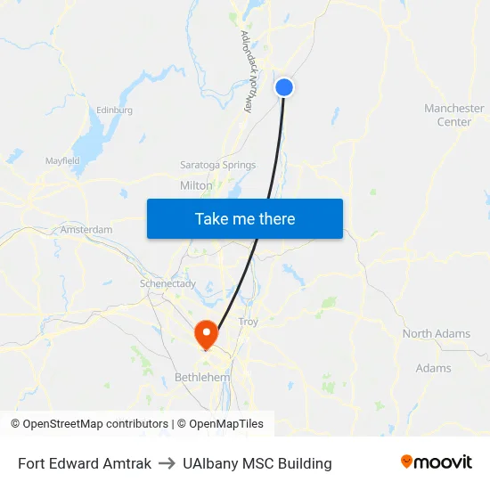 Fort Edward Amtrak to UAlbany MSC Building map