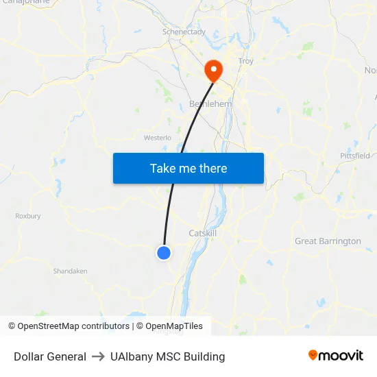 Dollar General to UAlbany MSC Building map