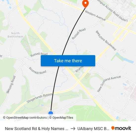 New Scotland Rd & Holy Names Hs Entrance to UAlbany MSC Building map