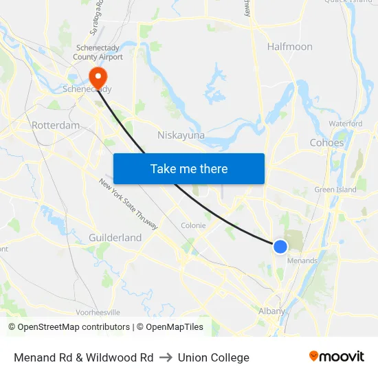 Menand Rd & Wildwood Rd to Union College map