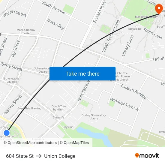 604 State St to Union College map