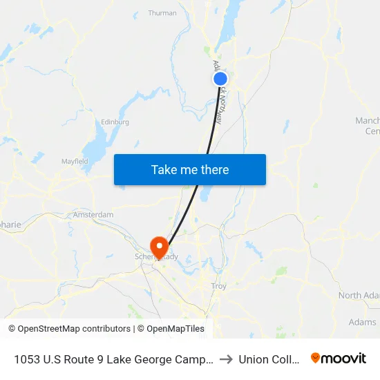1053 U.S Route 9 Lake George Campsites to Union College map