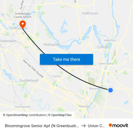 Bloomingrove Senior Apt (N Greenbush Shopping Bus) to Union College map