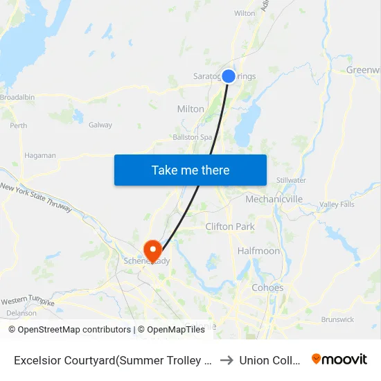 Excelsior Courtyard(Summer Trolley Only) to Union College map