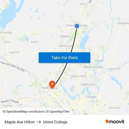 Maple Ave Hilton to Union College map