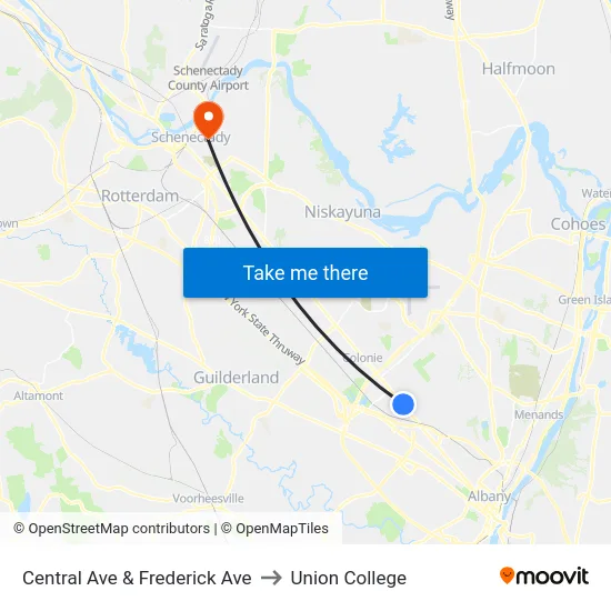 Central Ave & Frederick Ave to Union College map