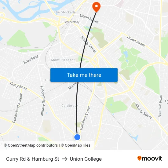 Curry Rd & Hamburg St to Union College map