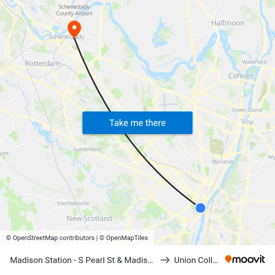 Madison Station - S Pearl St & Madison Ave to Union College map