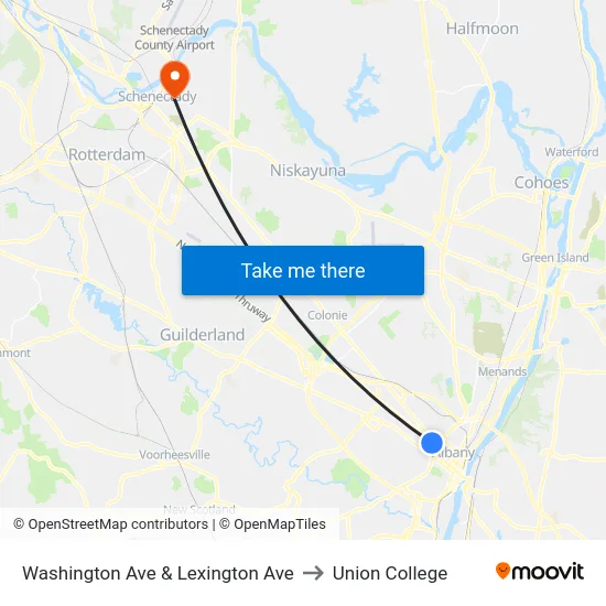 Washington Ave & Lexington Ave to Union College map