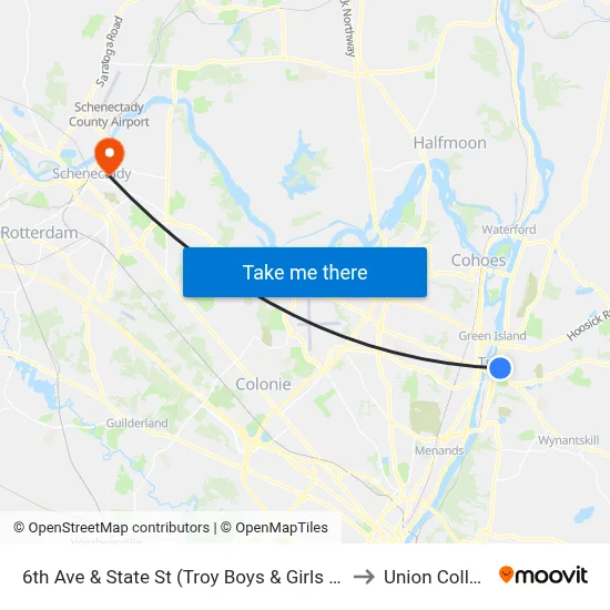 6th Ave & State St (Troy Boys & Girls Club) to Union College map