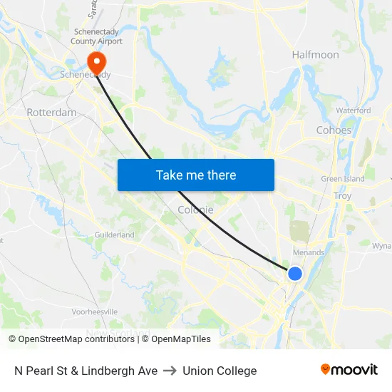 N Pearl St & Lindbergh Ave to Union College map