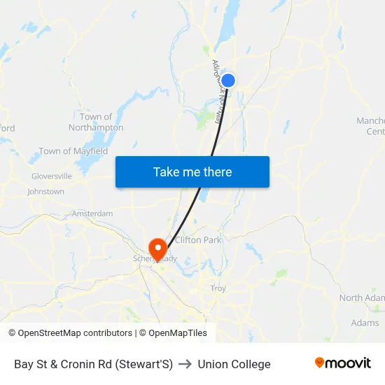 Bay St & Cronin Rd (Stewart'S) to Union College map