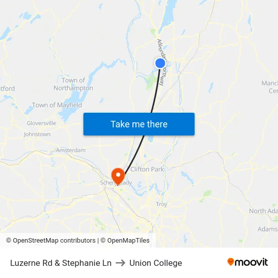 Luzerne Rd & Stephanie Ln to Union College map